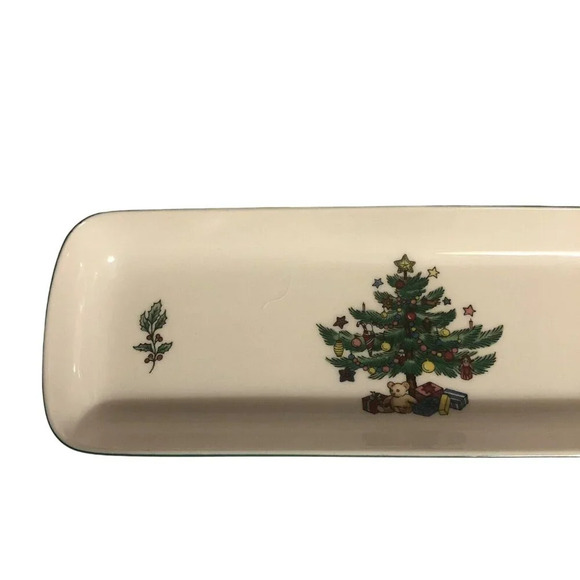 Vintage NIKKO "Christmastime" Christmas Tree Rectangle 9" Mint Serving Dish Tray - Picture 2 of 7